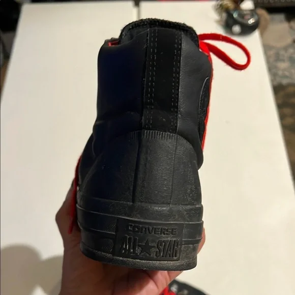 Converse Street Hiker Black with Red Lace High-Top Sneakers - Picture 5 of 15